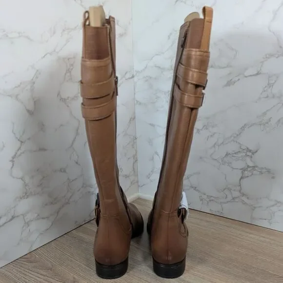 Women's Tan Leather Knee-High Boots - Picture 5 of 10